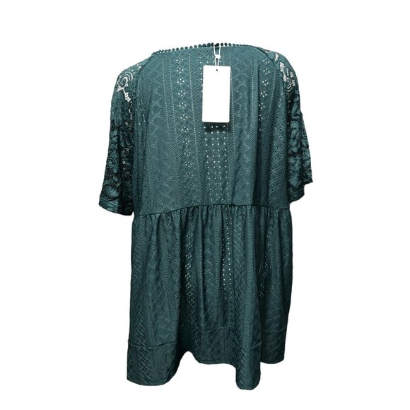 BloomChic Round Neck Eyelet Cut Out Babydoll Short Sleeve Blouse Sz 22/24 (3XL) - Picture 9 of 9